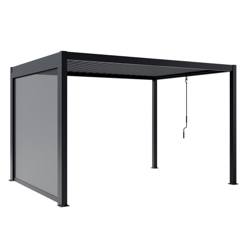 Zestaw Pergola ogrodowa tarasowa aluminiowa NORDVIC Skyline 3 x 4 m Antracyt + Roleta 3 m
